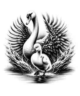 Swan Family - Instant Digital Download