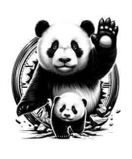 Panda in Time - Instant Digital Download