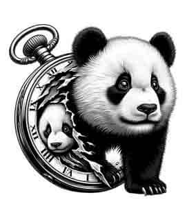 Panda in Time - Instant Digital Download