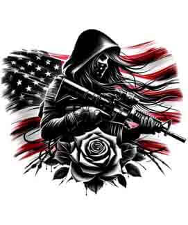 Bling Art Tribal Tattoo Instant Digital Download - American Patriot - Rose Soldier 1