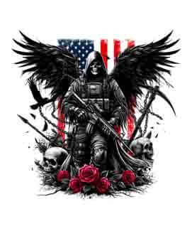 Bling Art Tribal Tattoo Instant Digital Download - American Patriot - Rose Grim Reaper Arise 1