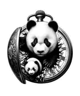 Panda in Time - Instant Digital Download