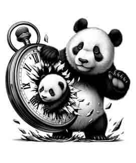 Panda in Time - Instant Digital Download