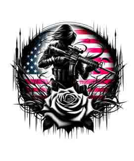 Bling Art Tribal Tattoo Instant Digital Download - American Patriot - Rose Emblem 1