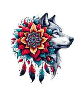Bling Art Tribal Tattoo Instant Digital Download - Dreamcatcher - Rose Wolf Thorn 1