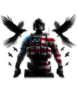 Bling Art Tribal Tattoo Instant Digital Download - American Patriot - Raven Midnight Sentinel 1
