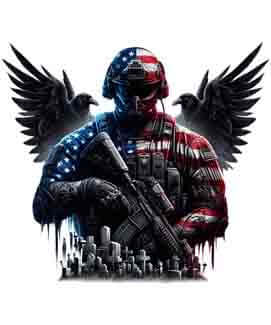 Bling Art Tribal Tattoo Instant Digital Download - American Patriot - Raven Grave Watcher 1
