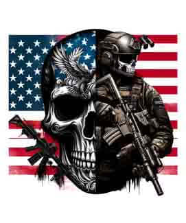 Bling Art Tribal Tattoo Instant Digital Download - American Patriot - Skulls and Valour 1