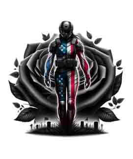 Bling Art Tribal Tattoo Instant Digital Download - American Patriot - Rose Shadows Heart 1