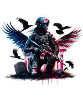 Bling Art Tribal Tattoo Instant Digital Download - American Patriot - Raven Predator 1