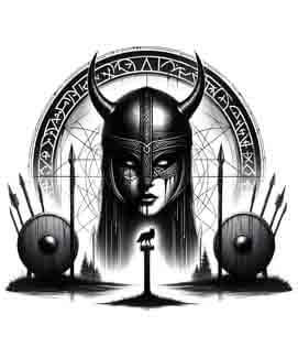 Viking Wolf Valkyrie - Shield - Instant Digital Download
