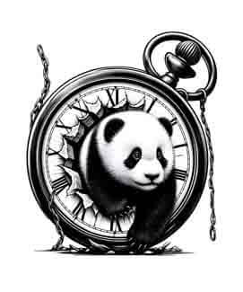 Panda in Time - Instant Digital Download