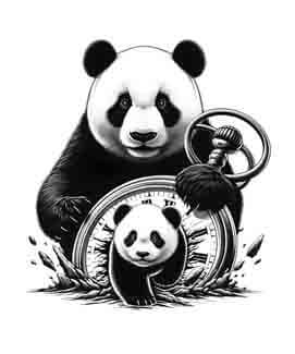 Panda in Time - Instant Digital Download