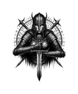 Viking Warrior Shield Maiden - Rune - Instant Digital Download