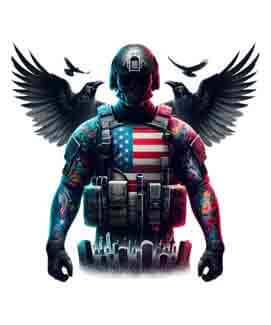 Bling Art Tribal Tattoo Instant Digital Download - American Patriot - Raven Silent Sorrow 1