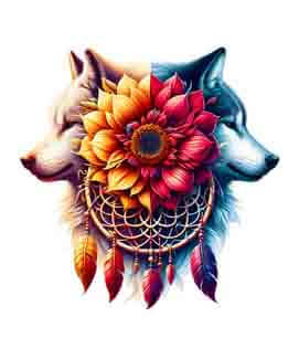 Bling Art Tribal Tattoo Instant Digital Download - Dreamcatcher - Rose Wolf Yin Yang 1