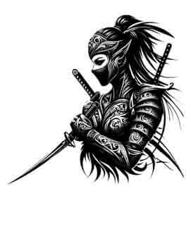 Samurai Ninja Woman - Instant Digital Download