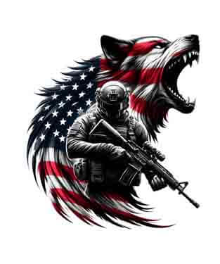 Bling Art Tribal Tattoo Instant Digital Download - American Patriot - Wolf Raging 1