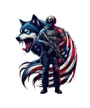 Bling Art Tribal Tattoo Instant Digital Download - American Patriot - Wolf Spirit 1