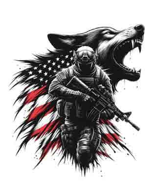 Bling Art Tribal Tattoo Instant Digital Download - American Patriot - Wolf Fearless 1