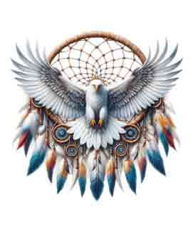 Bling Art Tribal Tattoo Instant Digital Download - Dreamcatcher - Eagle Gilded Azure 1