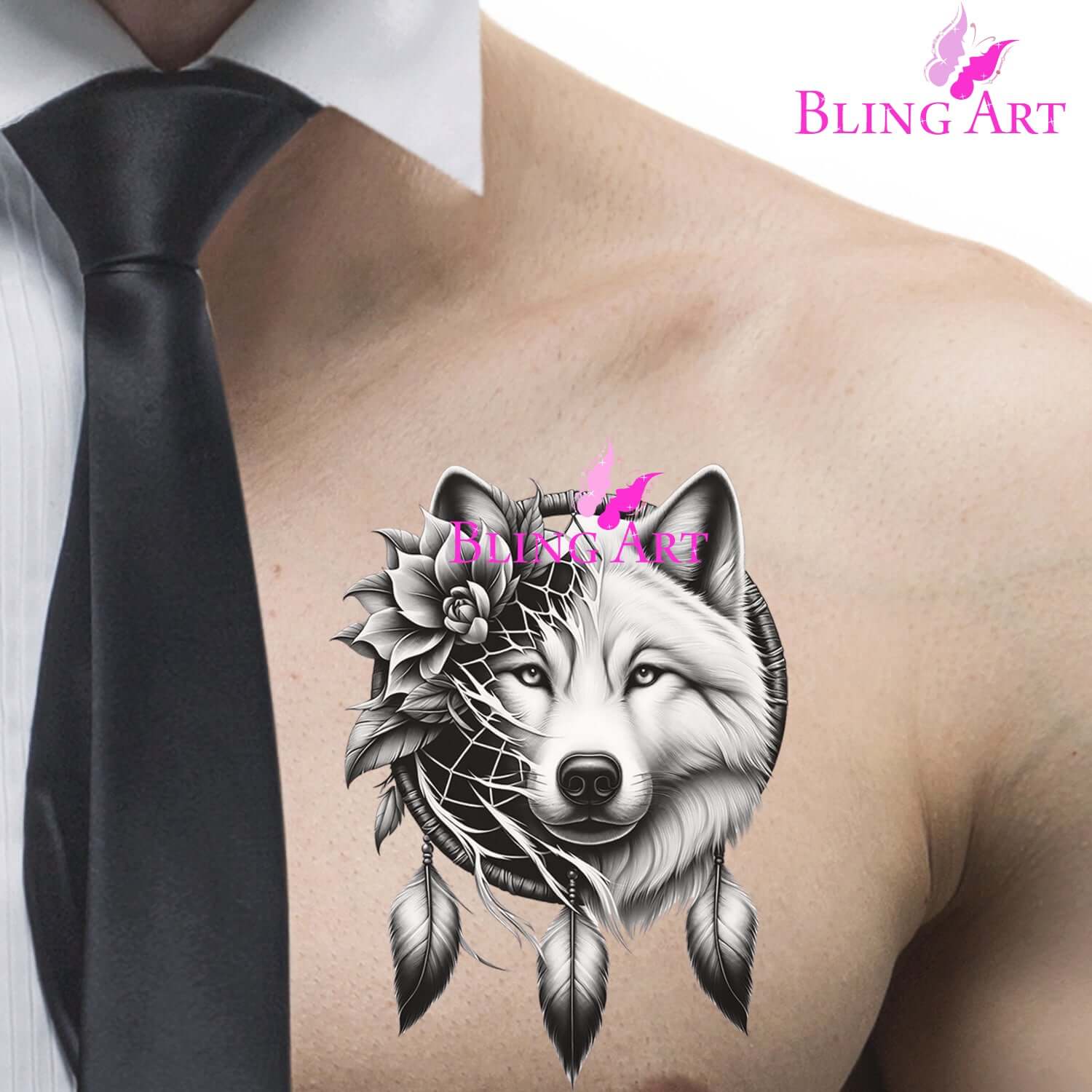 Dreamcatcher Wolf - Floral Shadow - Instant Digital Download
