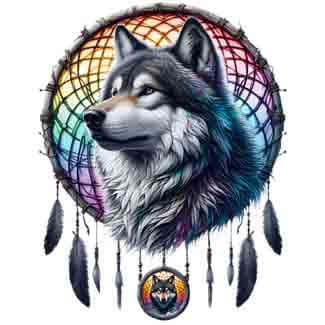 Dreamcatcher Wolf - Graceful Guardian - Instant Digital Download