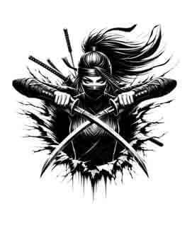 Samurai Ninja Woman - Blade Echoes - Instant Digital Download