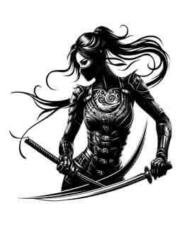 Samurai Ninja Woman - Instant Digital Download