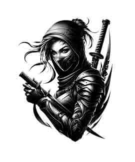 Samurai Ninja Woman - Shadow in Motion - Instant Digital Download
