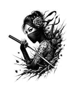 Samurai Ninja Woman - Instant Digital Download
