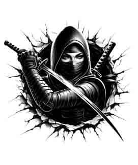 Samurai Ninja Woman - Silent Strike - Instant Digital Download