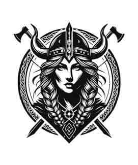 Viking Valkyrie Warrior - Emblem - Instant Digital Download