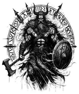 Viking Odin - Instant Digital Download Warrior Tribal Tattoo