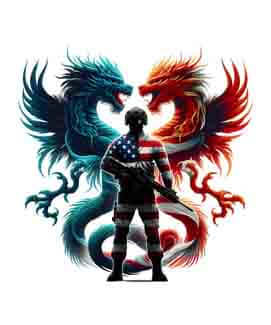 Bling Art Tribal Tattoo Instant Digital Download - American Patriot Soldier - Fire and Ice Dragons 1
