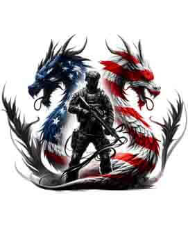 Bling Art Tribal Tattoo Instant Digital Download - American Patriot - Dual Dragons 1
