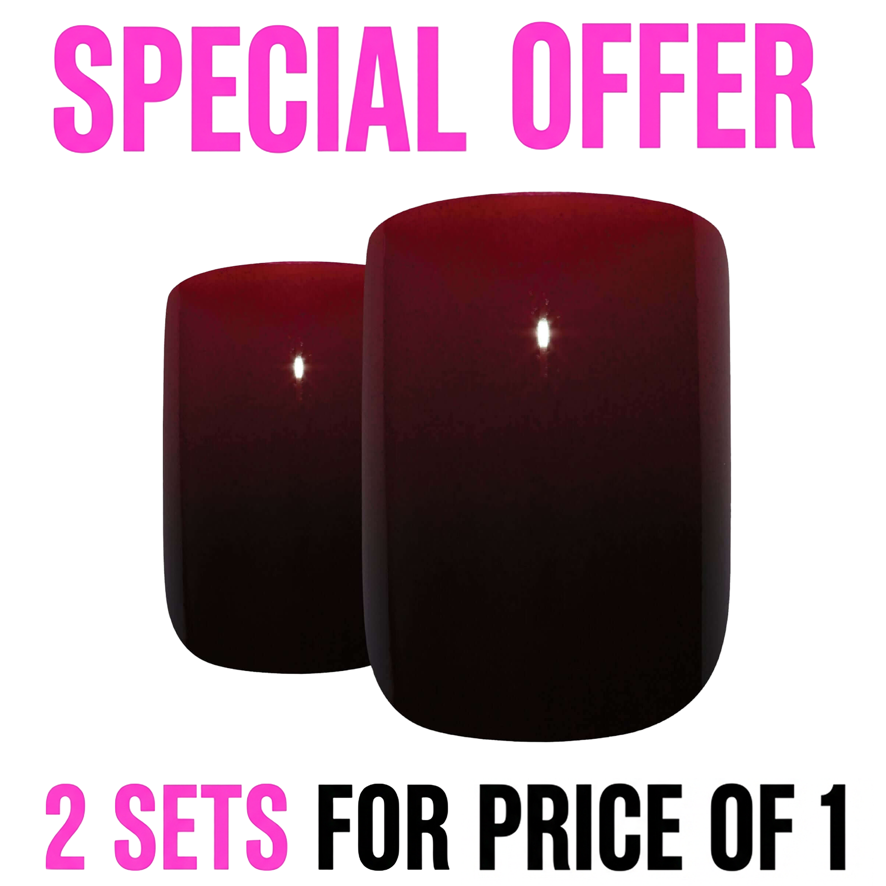 False Nails by Bling Art Red Black French Squoval 24 Fake Medium Acrylic Tips