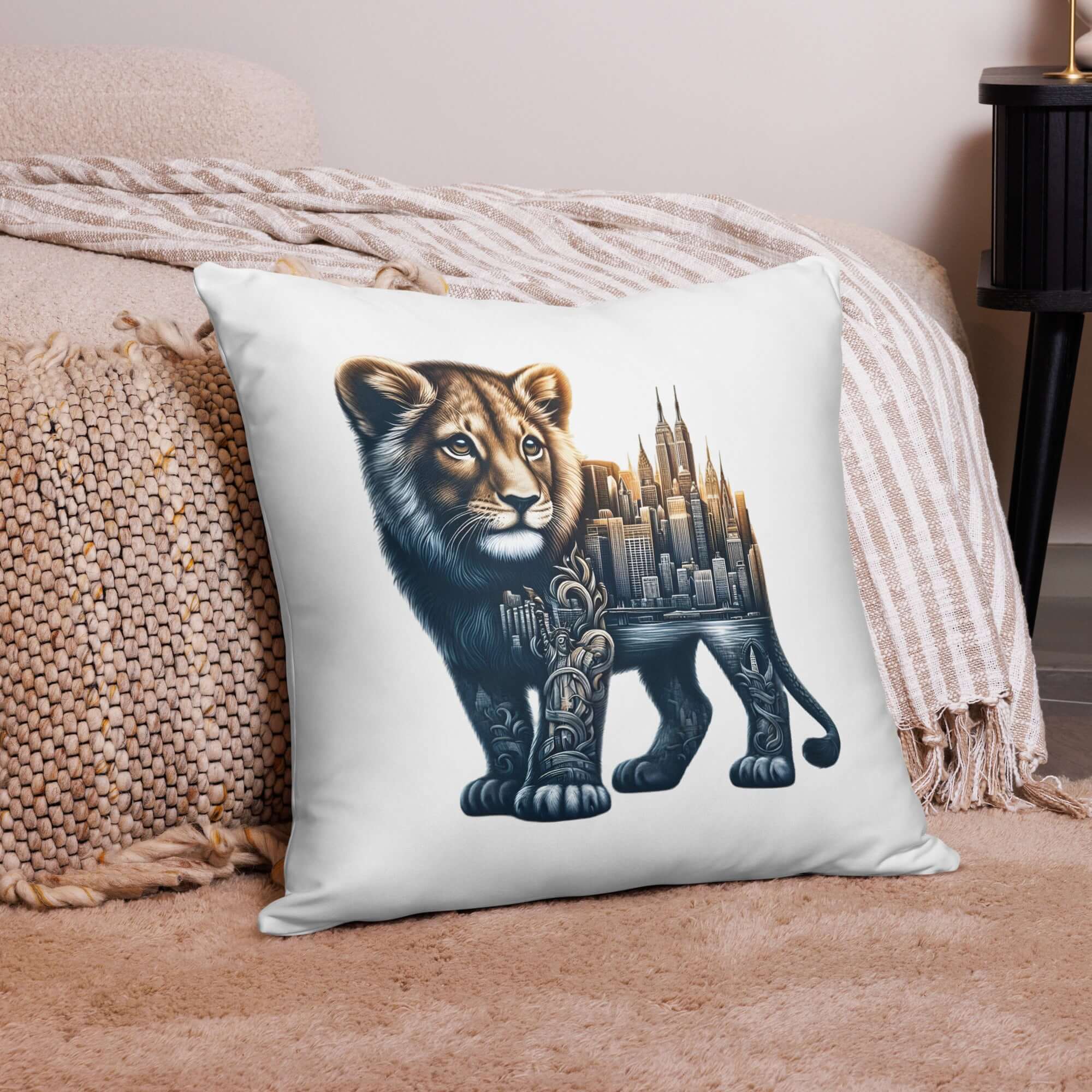 New York Lion Cushion: Animal Pillow Design for Home Decor and Lifestyle