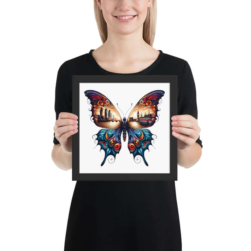 London Butterfly Framed Poster: Digital Design for Home Decor and Wall Art