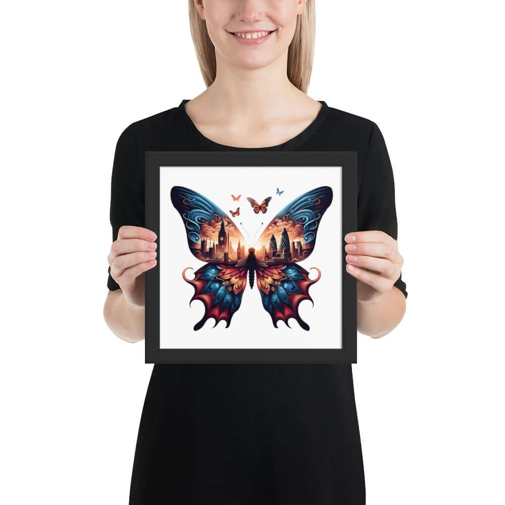 London Butterfly Framed Poster: Digital Design for Home Decor and Wall Art
