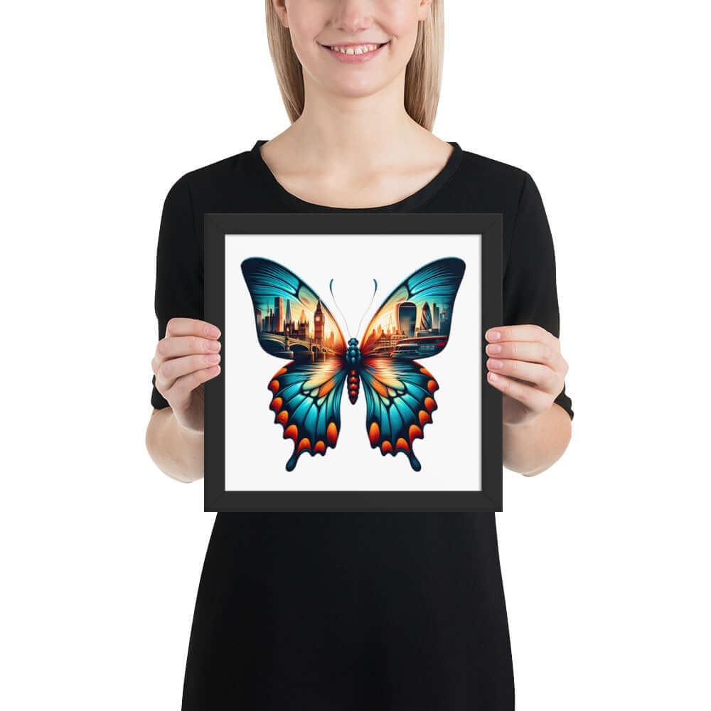 London Butterfly Framed Poster: Digital Design for Home Decor and Wall Art