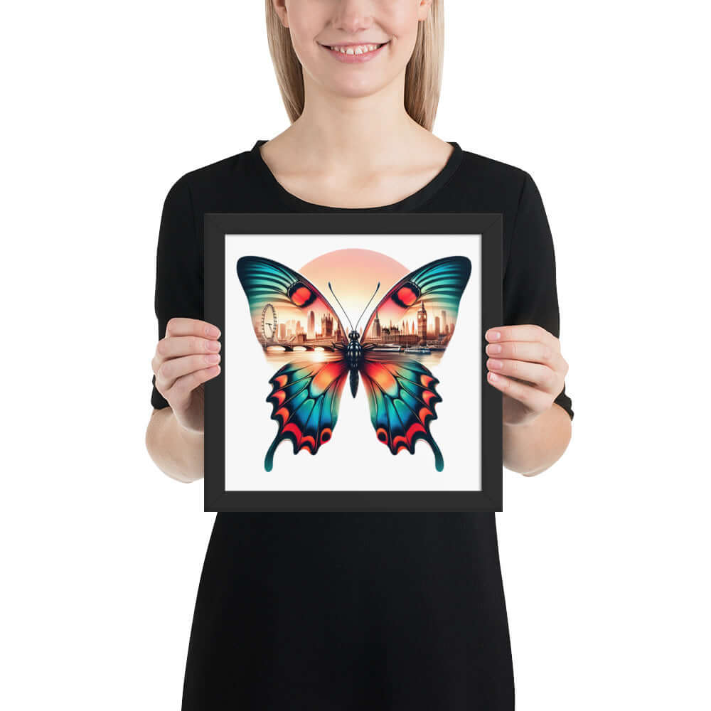 London Butterfly Framed Poster: Digital Design for Home Decor and Wall Art