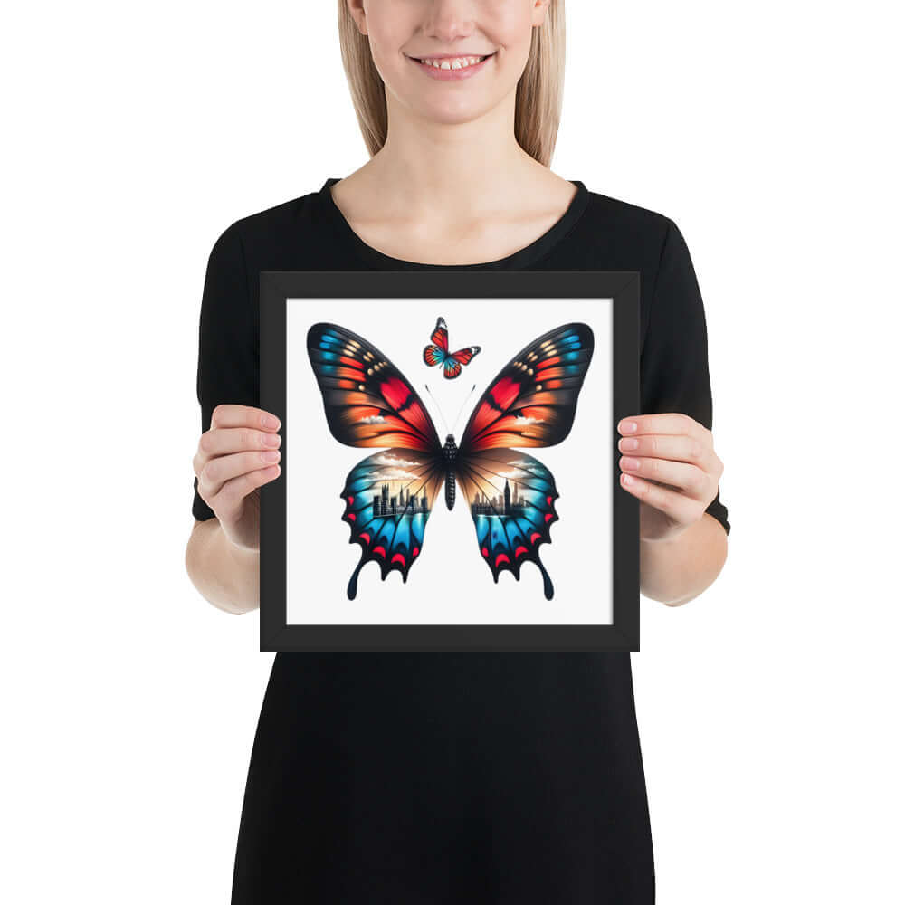 London Butterfly Framed Poster: Digital Design for Home Decor and Wall Art