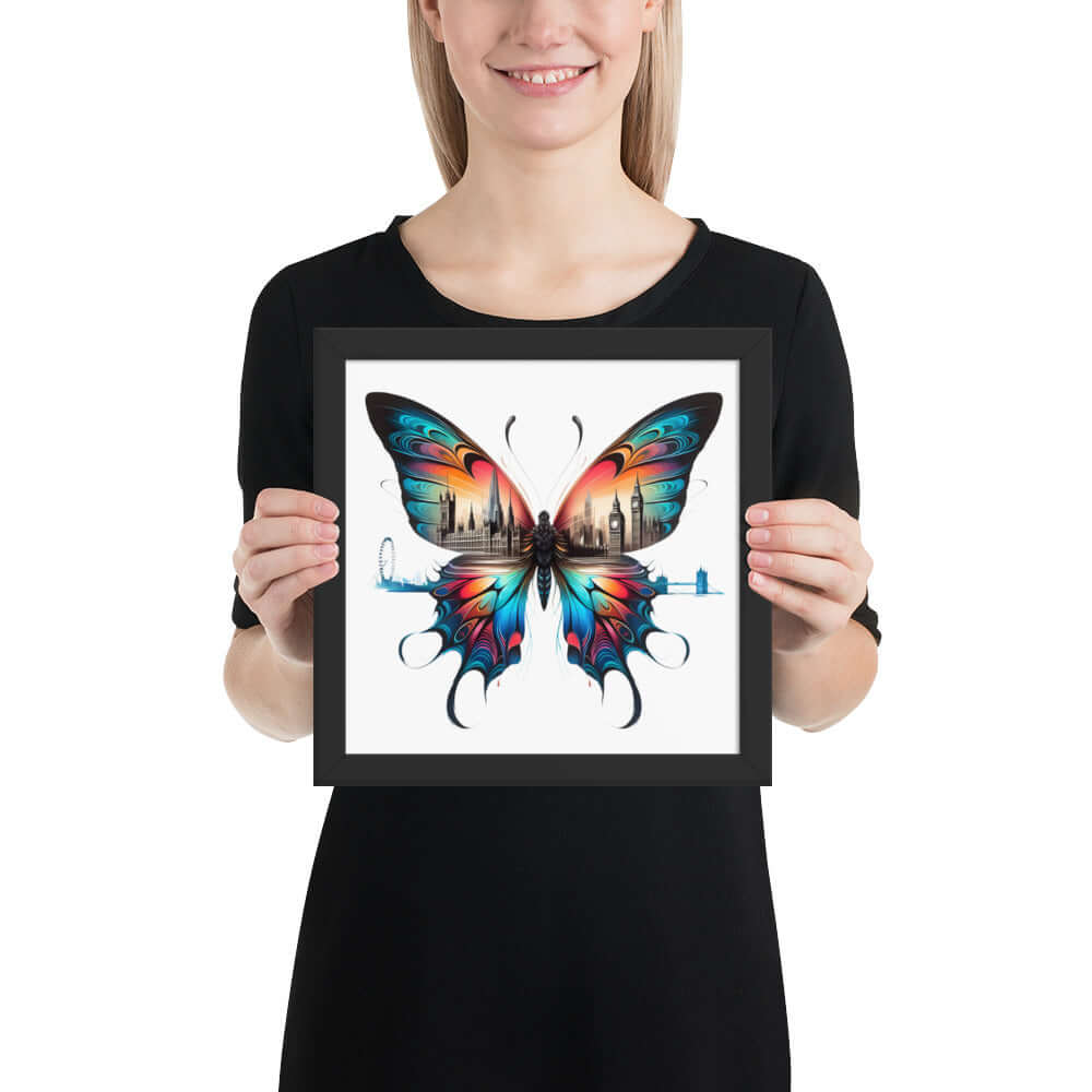 London Butterfly Framed Poster: Digital Design for Home Decor and Wall Art