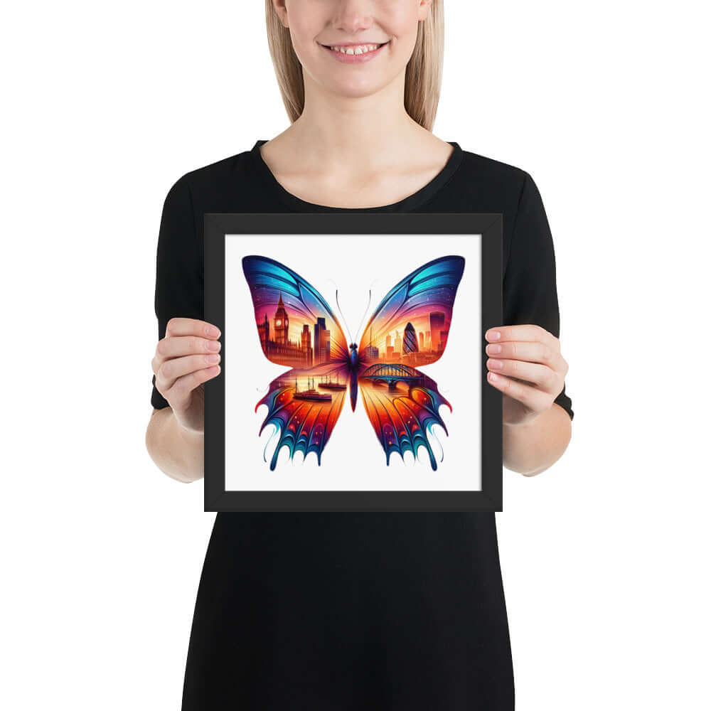 London Butterfly Framed Poster: Digital Design for Home Decor and Wall Art