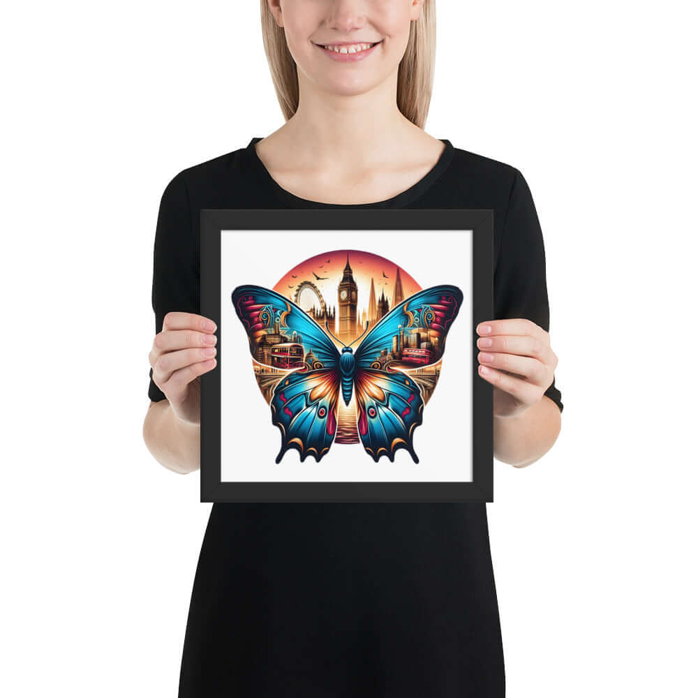 London Butterfly Framed Poster: Digital Design for Home Decor and Wall Art