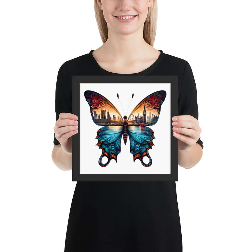 London Butterfly Framed Poster: Digital Design for Home Decor and Wall Art