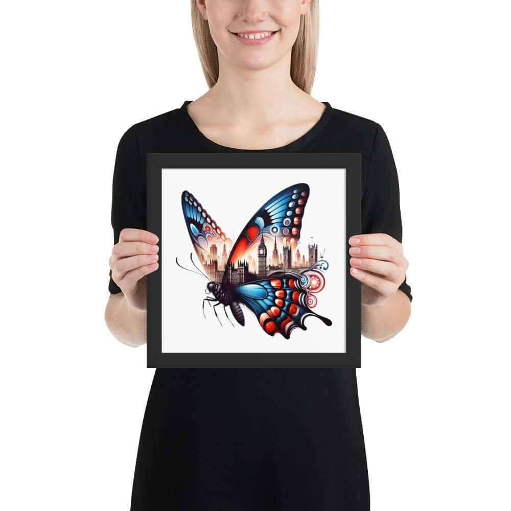 London Butterfly Framed Poster: Digital Design for Home Decor and Wall Art