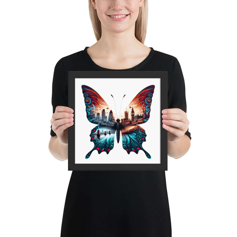 London Butterfly Framed Poster: Digital Design for Home Decor and Wall Art