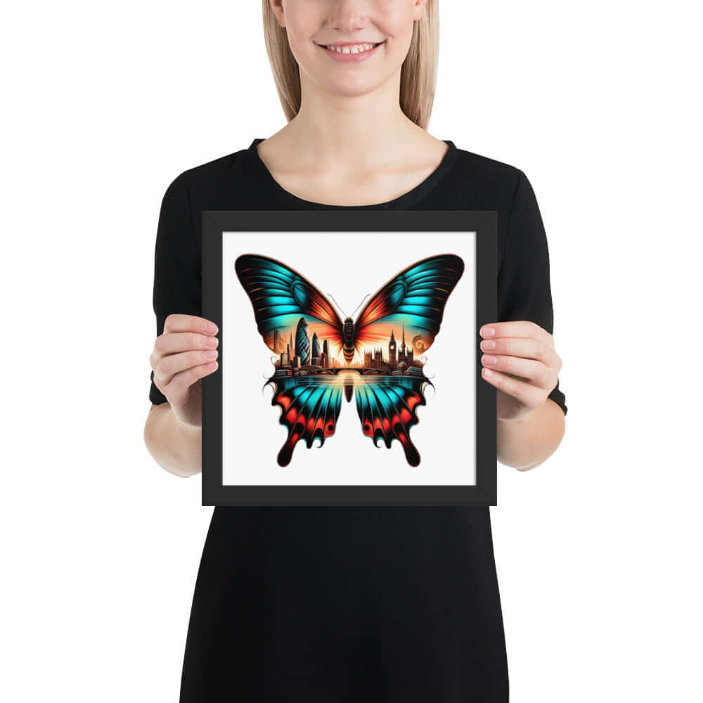 London Butterfly Framed Poster: Digital Design for Home Decor and Wall Art